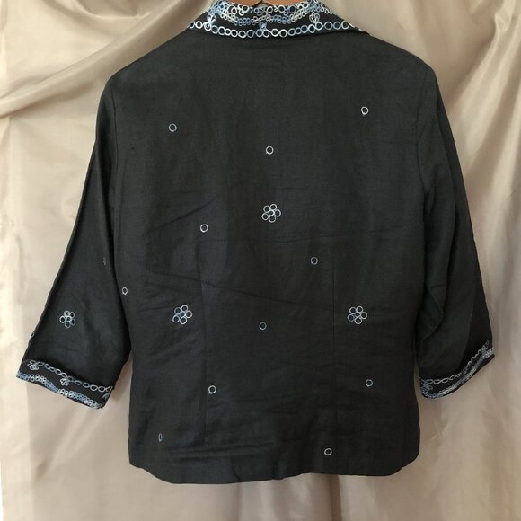 Linen Ink Blue Embellished Suit Shirt - Picture 3 of 13